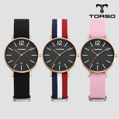 [토르소] 도로스 데이트 워치 여성 나토 밴드 시계 T101F-RB-N(색상 택1)