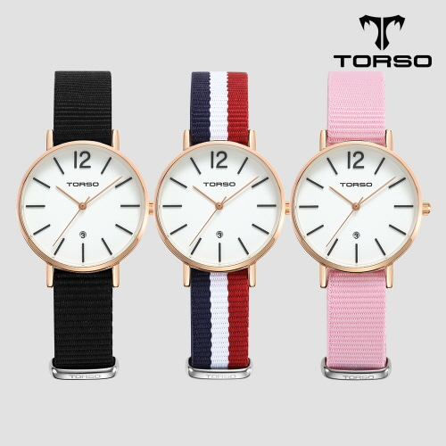 [토르소] 도로스 데이트 워치 여성 나토 밴드 시계 T101F-RS-N(색상 택1)