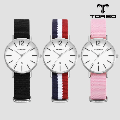 [토르소] 도로스 데이트 워치 여성 나토 밴드 시계 T101F-SS-N(색상 택1)
