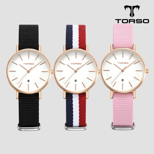 [토르소] 카리아 데이트 워치 여성 나토 밴드 시계 T102F-RS-N(색상 택1)