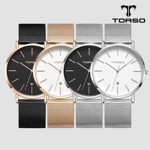 [토르소] 카리아 데이트 워치 남성 메쉬 밴드 시계 T102M-MS(색상 택1)